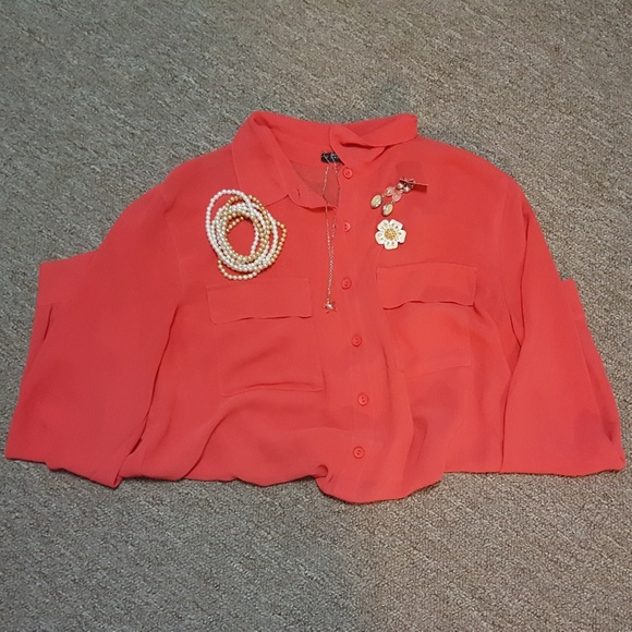 Timing Orange Blouse Top - Picture 5 of 5